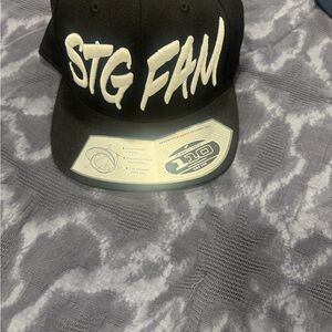 Black Cap with White STG FAM Embroidery